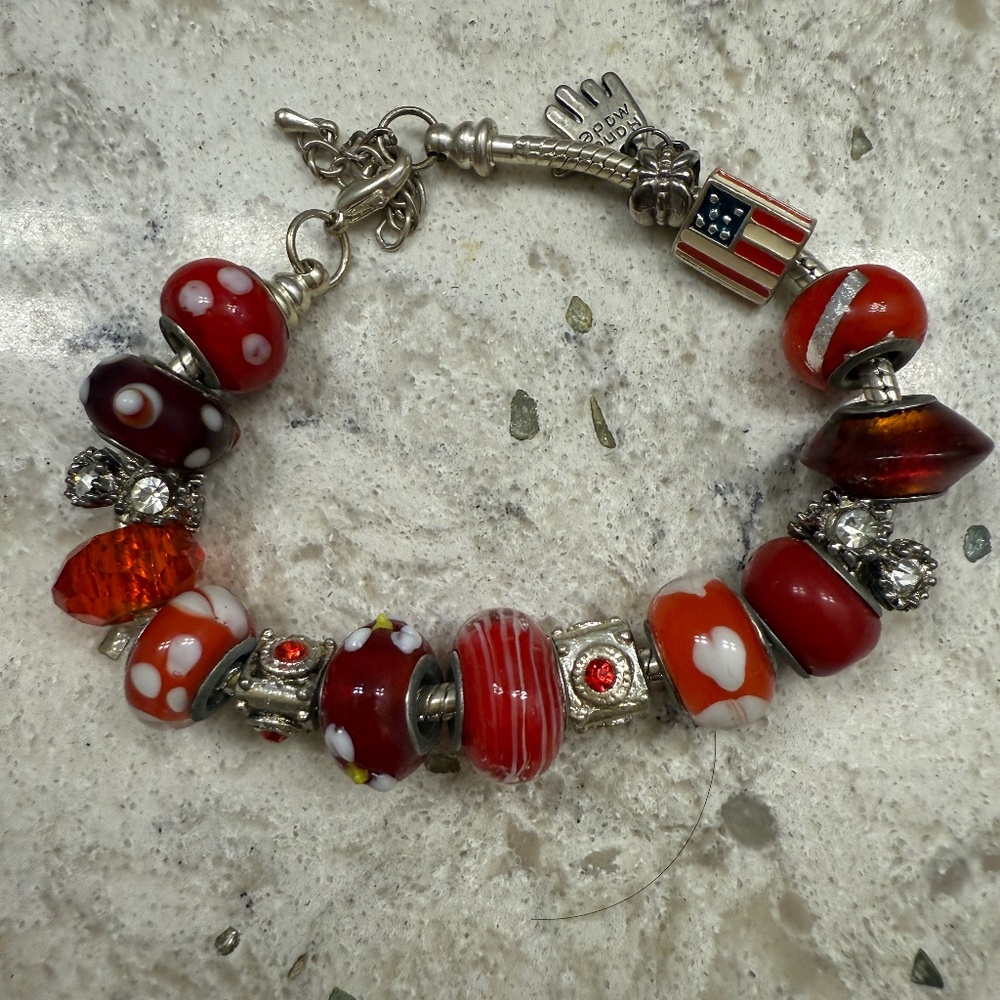 Red Glass Bead Charm Bracelet - Women Jewelry Bracelets